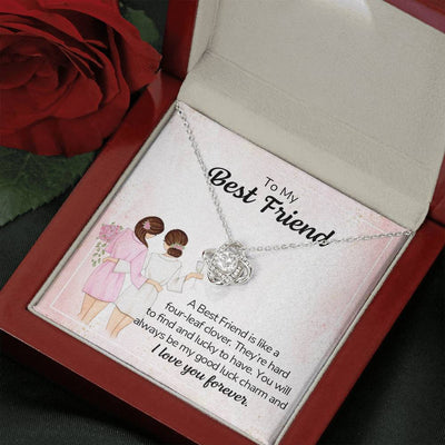 To My  Best Friend, 14K White Love Knot Necklace