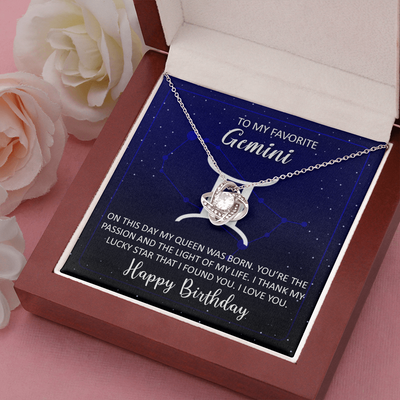 To My Favorite Gemini, 14K white Love Knot Necklace