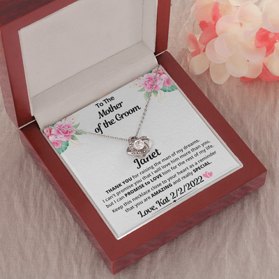 To My Mother Of The Groom, 14K white  Love Knot Necklace
