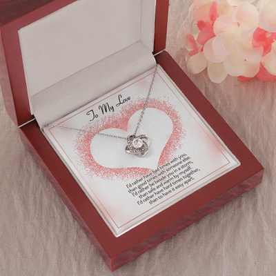 To My Love , 14K white Love Knot Necklace