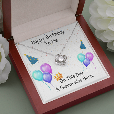 Happy Birthday To Me, 14k White Love Knot Necklace