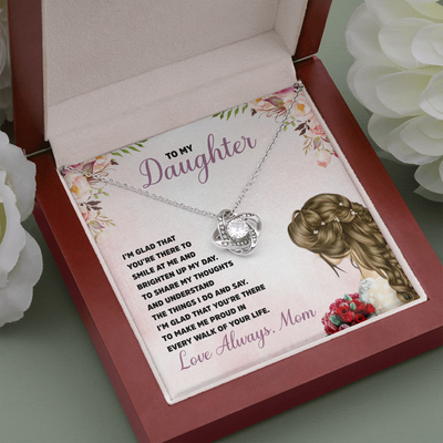 To My Daughter, 14K white  Love Knot Necklace