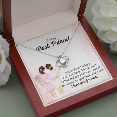 To My  Best Friend, 14K White Love Knot Necklace