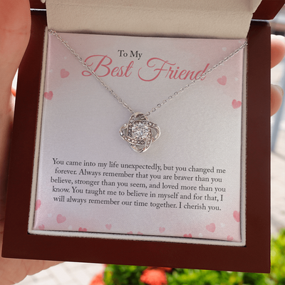 To My Best Friend, 14k White Love Knot Necklace