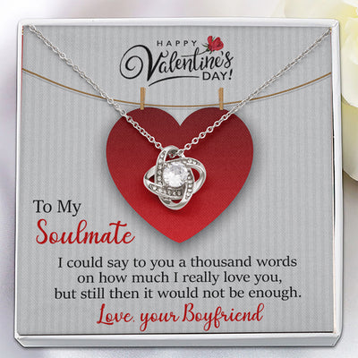 To My Soulmate, 14K white Love Knot Necklace