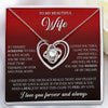 To My Wife, 14K white Love Knot Necklace